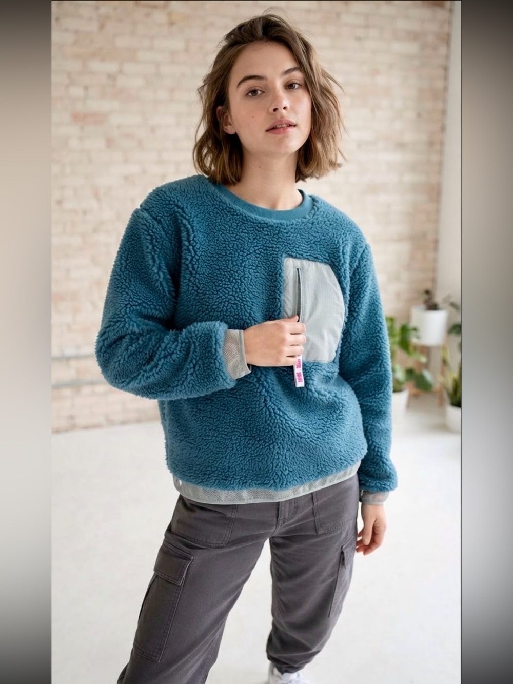 UGG Teal Blue Niko Sherpa Fleece Pullover Sweater Women’s XS Cozy